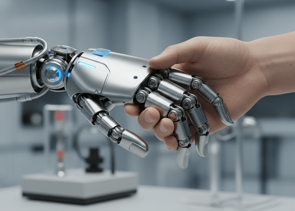 Handshake human and robot