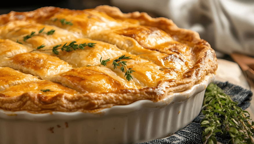 Un pastel de masa quebrada salad.