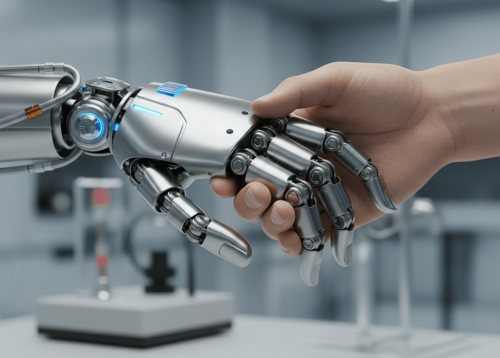 Handshake human and robot